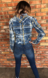 Blue Distressed Skinny Crop Jeans with Shredded Ankle by Hammer Jeans