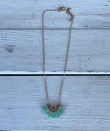 Gold Necklace with Turquoise Half Moon Tassel