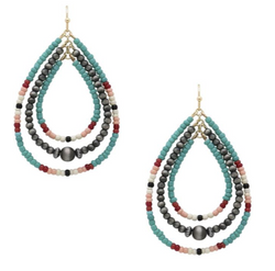 Turquoise Layered Teardrop Beaded Earrings