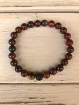 Handmade Beaded Unisex Bracelet -  Rust & Brown Mixed Glass Beads