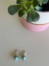 Turquoise Bead w/Antique Silver Post Earrings