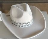 Rosie Beige Cowgirl Hat w/Rose Print Band & Adjustable Sizing