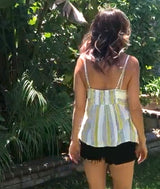 Front Tie Flirty Yellow Stripe Tank Top
