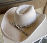 Rosie Beige Cowgirl Hat w/Rose Print Band & Adjustable Sizing