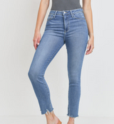 High Rise Medium Denim Straight Leg w/Raw Edge Made in USA by Just Black Denim