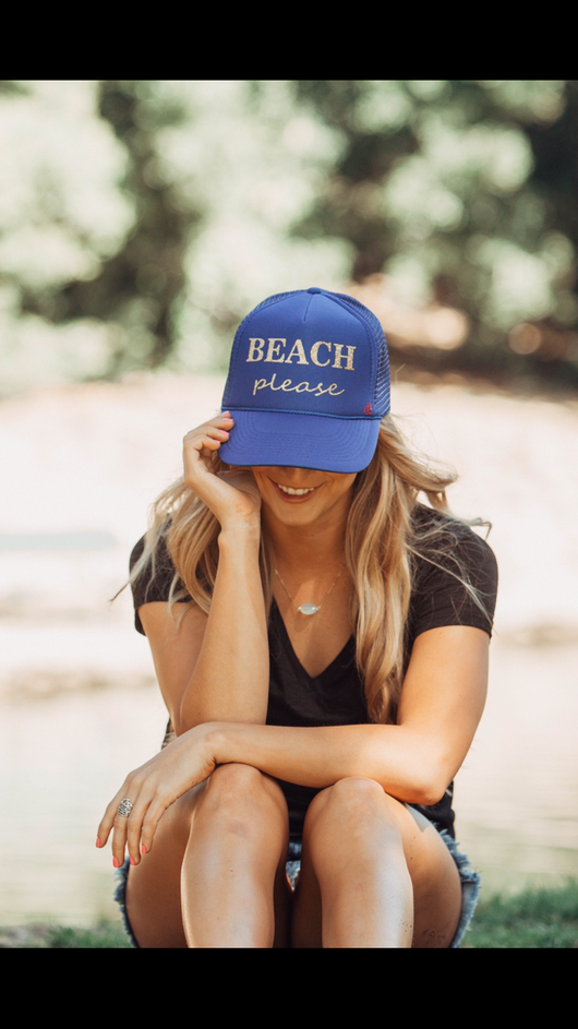 Beach Please Royal Blue Trucker Hat by Mother Trucker & co