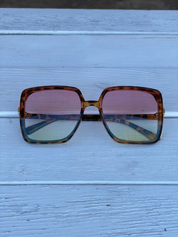 Tortious Clear Lenses Square Sunglasses w/Gold Detail on Side of Frames