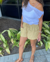 Elan’s Mustard Drawstring Shorts w/Pockets