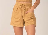 Elan’s Mustard Drawstring Shorts w/Pockets