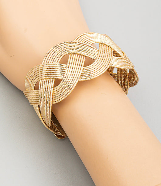 Gold Multi Strand Twist Cuff Bracelet