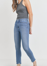 High Rise Medium Denim Straight Leg w/Raw Edge Made in USA by Just Black Denim