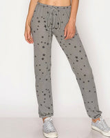 Star Print Heather Grey Joggers w/Drawstring Waist