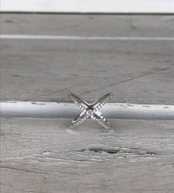 Silver Diamond X Ring Size 7