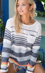 Beachy Multi-color Striped Sweater Top