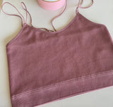 Rose Pink Seamless Ribbed Spaghetti Strap Crop OS Top by Dynamic Fashion