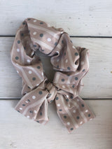 Beige Stripe & Polk Dot Top Knot Hair Scrunchie