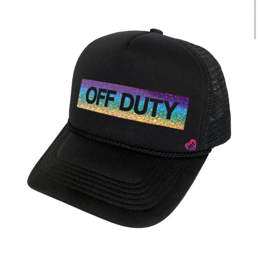 OFF DUTY Black & Holographic Mother Trucker Adjustable Hat