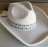 Rosie Beige Cowgirl Hat w/Rose Print Band & Adjustable Sizing