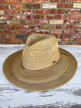 Natural Straw Sun Hat w/Brown Rope Band and Adjustable Fit