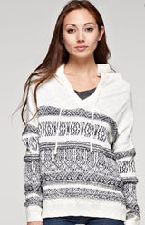 Indigo & White Knit Aztec Motif Hooded Sweater by Lovestitch