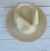 Gold & Natural CC Sun Hat w/Thin Tie Band and Adjustable