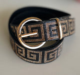 Greek Pattern Black & Gold Rhinestone Sparkle Belt