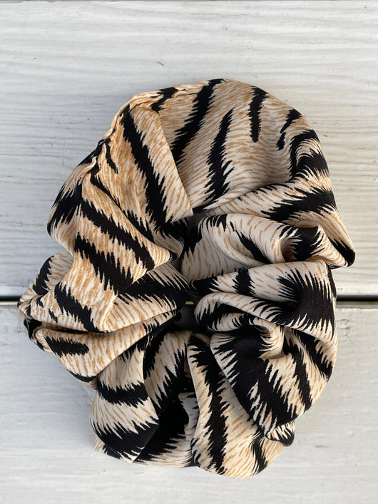 Black & Beige Animal Print Scrunchie