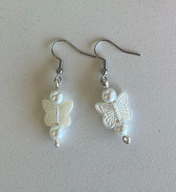 Pearl Beads & Butterfly Earrings