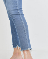 High Rise Medium Denim Straight Leg w/Raw Edge Made in USA by Just Black Denim