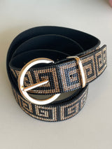 Greek Pattern Black & Gold Rhinestone Sparkle Belt