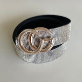 Rhinestone Sparkle Belt w/Gold Bling Buckle